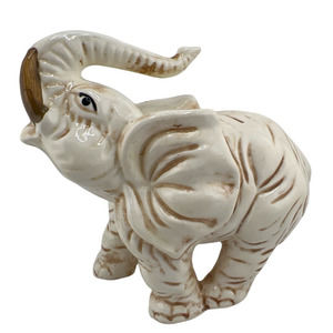 Cream Elephant Gold Tone Tusks‎ Vintage Porcelain